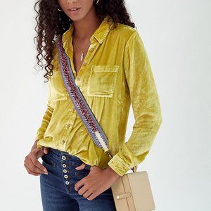 Pilcro Mara relaxed velvet button down